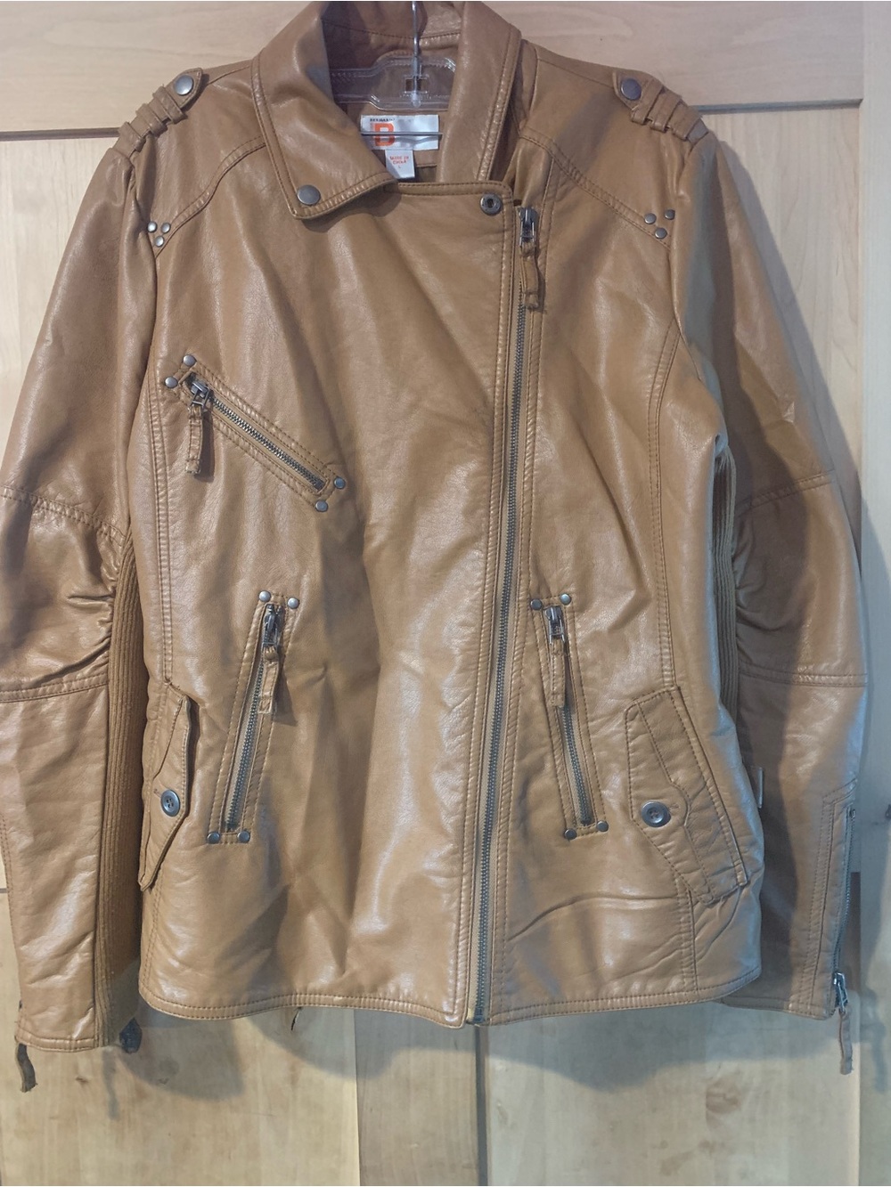 Women’s Bernardo Cognac Faux Leather Biker Jacket